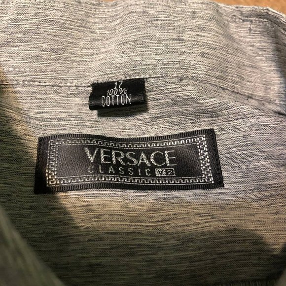 Versace Classic V2 Men's Long Sleeve Button Down Dress Shirt Grey Size 17 - Picture 3 of 4